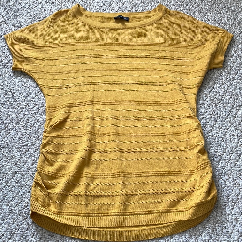 Marigold colored short sleeved sweater from The Limited